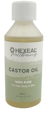 Hexeal Castor Oil 250ml – 250ml Bottle Of 100% Pure, Cold Pressed, Food Grade Castor Oil - Natural Moisturiser for Hair, Eyelashes, Eyebrows, Skin & Nails