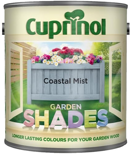 DUAYRA Garden Shades Paint | Quick Drying Water Based | For Garden Fence, Shades, Benches, Terracotta, Brick, Stone | Exterior Wood Furniture | Long Lasting (Coastal Mist, 1 Liter)