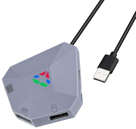 Mcbazel Adaptateur convertisseur souris et clavier pour Xbox One/S/X/Xbox Series S/X/Switch/PS4/PS3/PC,Incompatible avec Switch2, Plug and Play avec indicateurs LED/ports USB/Type-C