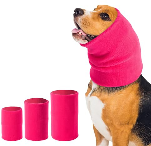 3 Stück Ohrenschützer für Hunde Lärmschutz，Anti-lärm Ohrenschutz Hund,Hohe Elastizität,Hund Schallschutzhaube,Entlasten Sie Angst vor Lärm, Donner, Feuerwerk（Klein+ +Mittel+Groß） (rosa)