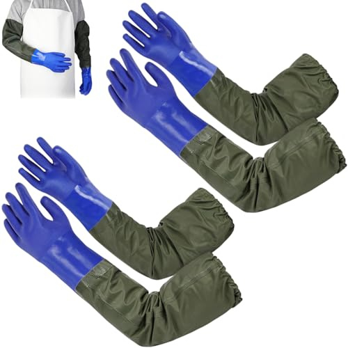 KLLJ Guanti Lunghi Gomma Impermeabili,2pcs Guanti Gomma Lunghi,Duanti In Gommas Impermeabili,Guanti da Lavoro,Elastici Guanti Lattice Lunghi,Guantis Lunghi Impermeabilis Guantis,70cm