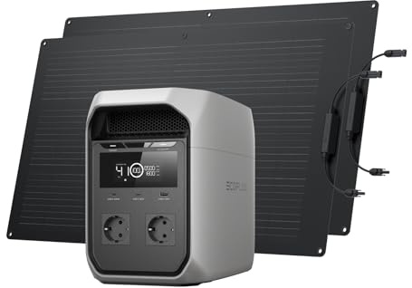 EF ECOFLOW Generador solar DELTA 3 Classic y panele solare flexible 100W*2 | Batería LiFePO4 1024 Wh, estación de energía para camping, autocaravanas y emergencias, salida CA de 1800 W