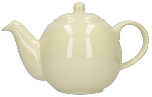 London Pottery Globe Teapot with Strainer, Ceramic, Ivory, 6 Cup Capacity (1.2 Litre)