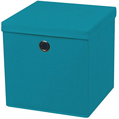5 Stück Faltbox Türkis 28 x 28 x 28 cm Aufbewahrungsbox faltbar mit Deckel