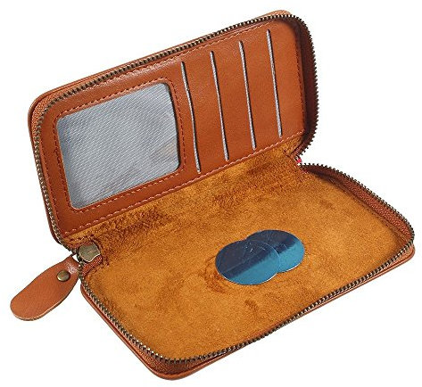 DFV mobile - Executive Wallet Case with Magnetic Fixation and Zipper Closure Compatible avec HIGHSCREEN Power Four - Brown