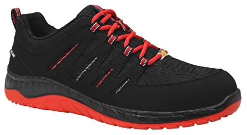 ELTEN Sicherheitsschuhe MADDOX black-red Low ESD S3, Herren, Textil, Stahlkappe, leicht, sportlich, Schwarz/Rot, Größe: 45