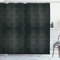 ABAKUHAUS Damast Duschvorhang, Damast-Motive, Stoffliches Gewebe Badezimmerdekorationsset mit Haken, 175 x 220 cm, Schwarz Grau