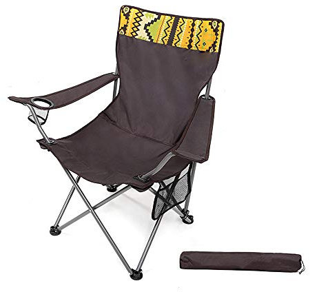 RGFITNESS Oversized Camping Chairs Padded Moon Round Chair Saucer Recliner Supports 500 lbs with Folding Cup Holder and Carry Bag,Brown