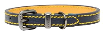 Rosewood Joules Navy Leather Dog Collar, Small