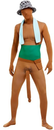 Smiffys Big Willy Man Costume, with All In One, Hat, Scarf & Bag, Funny Fancy Dress, Adult Dress Up Costumes