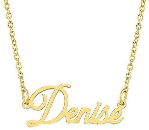 KISPER 18K Gold vergoldet Edelstahl personalisierte Name Anhänger Halskette, Denise