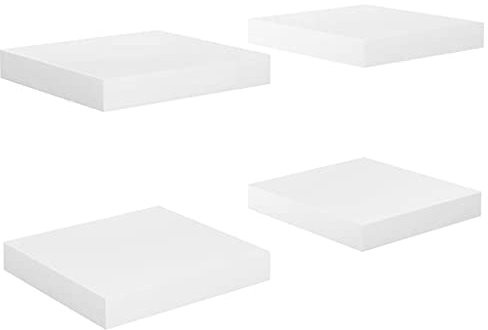 vidaXL 4X Wandregal Schwebend Hängeregal Wandboard Bücherregal Regalbrett Schweberegal CD DVD Regal Dekoregal Hochglanz-Weiß 23x23,5x3,8cm MDF