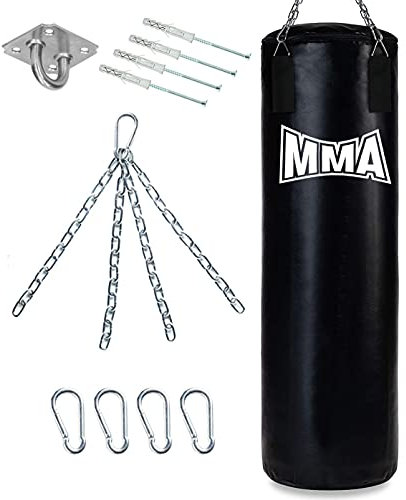 Boxersack 120x30 cm MMA Boxsack Hängend Gefüllt Punchingsäcke mit Kette und Deckenhaken Medium [137]