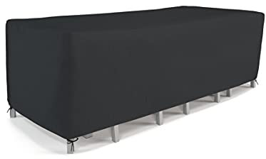 Tom'Shop Abdeckplane für Gartenmöbel [Schwarz, 236cm x 158cm x 100cm] Wasserdichtes Abdeckplane Schutzhülle für Gartentische, Stühle und Möbelsets Winddicht, UV-Beständiges