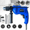 Impact Drill Electric Hammer Drill 850W Corded Percussion Drill with Drill Bits Set Variable Speed 360° Rotating Handle Lightweight Heavy Duty