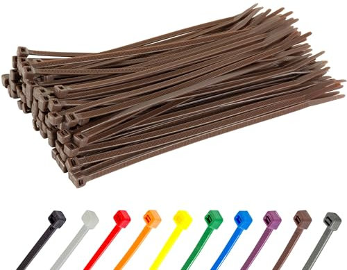 Gocableties - Bridas plastico marrones para cables - 100 Piezas - 200 mm x 2,5 mm - Resistentes a los rayos