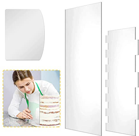 AFASOES 3 Pcs Espatula Cake Espátulas Acrilicas para Pasteles Raspadores de Pasteles Espatulas Pasteleria 3 Etilos Diferentes para Profesional y Principiante, 30cm 24cm 13cm de Largo, Grande