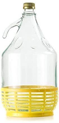 La zappa Glasballon mit Korb aus Platik und Griff in Lebensmittelqualität, 5 l, ohne Deckel (Packung mit 1 Stück)