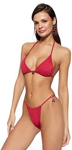 Trendyol Woman Bralette Knit Bikini Top Nuoto, Fucsia, 48 Donna