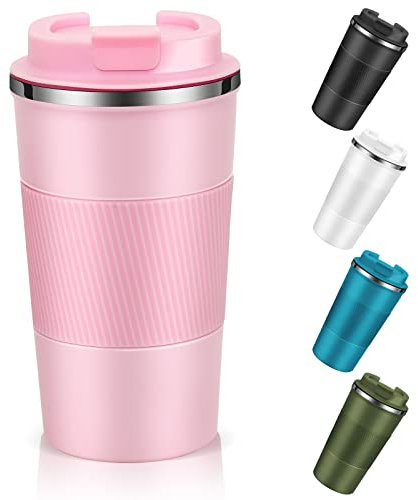 Dycietx Travel Mug with Leakproof Lid,Insulated Reusable Coffee for Hot&Cold Drinks/Tea,Portable Stainless Steel Thermal Takeaway Cup Car/Outdoor/Picnic/ Office/School (510ml Pink) (CM03RD)