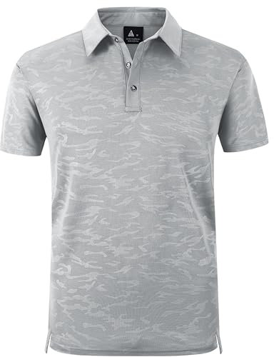 zitysport Poloshirt Kurzarm Herren Regular Fit Golf Shirt Schnelltrocknen Atmungsaktives Polohemd Herren Knitterfrei Outdoor Shirt Männer Sport Polo T-Shirts(Hellgrau-M)