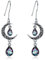 VONALA Boucles d'oreilles celtiques pendantes en argent 925 - Vert/rouge/violet - En argent sterling - Cadeau pour femme et fille, 45*12mm, Argent, Cristal