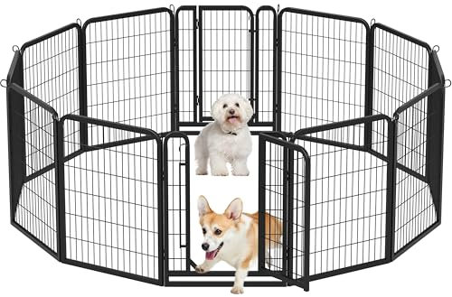 Yaheetech Lightweight Dog Playpen, 12 Panel 80cm Dog Fence Pet Exercise Pen Portable Puppy Play Pen Suitable for RV/Camping