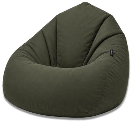 BuBiBag Sitzsack Bodensessel Kinder Outdoor, Khaki XL | Tropfenform mit Rückenlehne, 108x65 cm, fertig gefüllt geliefert, wasserabweisend für drinnen und draußen