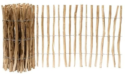 Garmix Staketenzaun Holzzaun Holzlamellen Gartenzaun 5m (90cm 4-5cm)