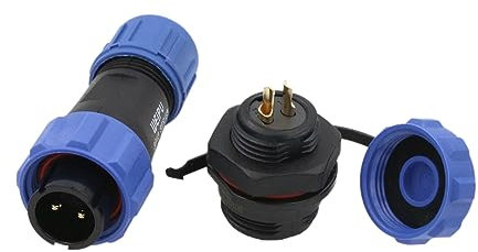 HangTon SP13 2 Pin Waterproof Electrical Connector, Male Female Cable Plug Panel Mount Socket, IP68 Aviation Circular 13A 250V for Outdoor AC DC Power