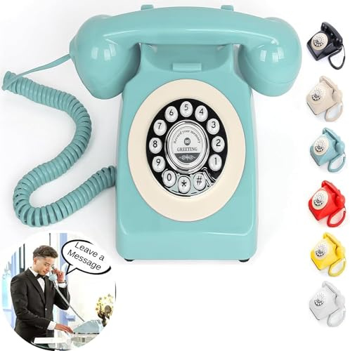 ZLPOWER Livre d'or audio pour mariage Téléphone Livre d'or audio Enregistrer des messages audio personnalisés Livre d'or Style rétro classique pour fêtes Anniversaires Locations (Bleu)