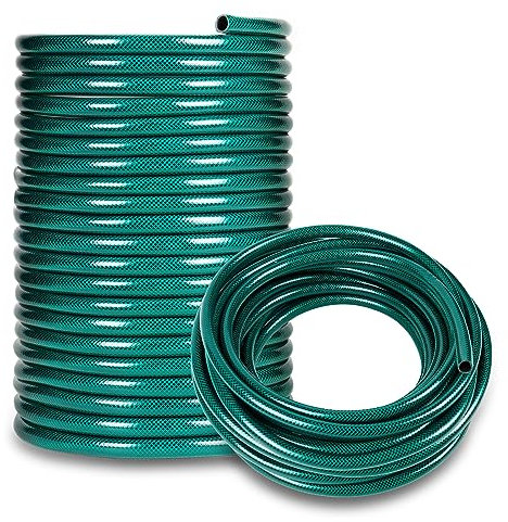 Albert Austin 15M Reinforced Heavy Duty Garden Hose Pipe Sturdy PVC Anti Kink and Flexible Watering Tube Leak Burst Proof Hose Pipes with Braided Pattern Design Tear Weather Resistant Gardening Hose