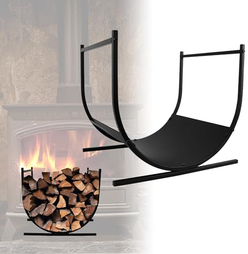 ACXIN Kaminholzregal Innen Brennholzregal Aussen Feuerholzregal außen U-förmiges Kaminholzständer aus Metall Pulverbeschichteter Stahl Holzunterstand - 44,5 x 37,5 x 40cm