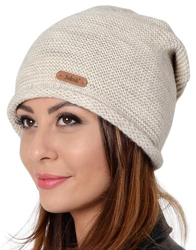 Alur Mütze Damen Beanie Wintermütze Strickmütze - Warme Elastisch Elegant Winter Mütze EKO - Weiches Garn Stilvoll Universell Warm (Beige)