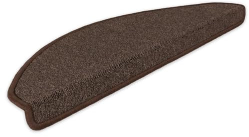 Kettelservice-Metzker Stufenmatten Ariston im Sonderformat 64/20cm Halbrund Kaffeebraun 15 Stück Treppenschutz Treppenteppich