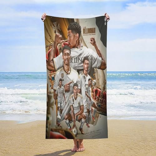 Fdcyzwxgs Strandtücher Bellingham Home Travel Weiche Tragbare Mikrofaser Leichter 3D-Druck Fußballspieler Strandtuch Badetücher Badetücher Schnell Trocknende Stranddecke 150x75cm