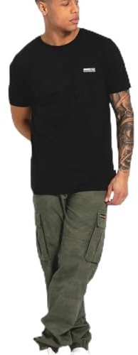 Bench Algoda Herren-T-Shirt, Rundhalsausschnitt, kurze Ärmel, Tasche, Schwarz , L