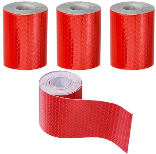 UEPOA Reflektierendes Klebeband, Reflektorband Selbstklebend Rot Reflektor Aufkleber Wasserdichtes Reflektoren Sicherheit Warnband Für Fahrrad Motorrad Schulranzen Helme Kleidu