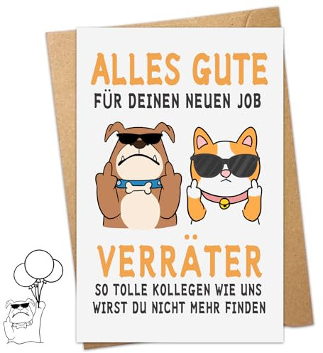 GYHWFOUL Kollegen Abschiedskarte mit Umschlag- Alles Gute für Deinen neuen Job, Abschiedsgeschenk Kollegen Jobwechsel, Lustig Karte Abschied Kollegin, Perlglanzpapier Umschlag Klappkarte