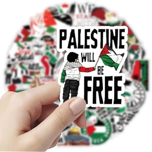 100 Stück Free Palestine Sticker Palästina Autoaufkleber Palästina Sticker Ästhetische Farbenfrohe Palästina Aufkleber für Laptop Wasserflasche Gitarre Scrapbooking Gepäck Fahrrad
