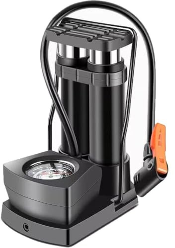 Abbdbd Double Barrel Bike Floor Foot Pump,Portable Air Pump Inflator Foot Pump with Pressure Gauge Tire Pumps,Fits Car, and Toys