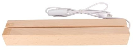 Holz-LED-Licht-Display-Sockel, Hölzerne Rechteckige LED-Lichter-Display-Basis, Warmes Licht, USB-Schnittstelle, Holz-Kunst-Lichter-Display-Sockel für Kristallglas, Acryl (18cm)