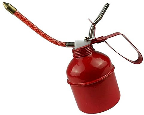 Le Graisseur Manuel de Style Levier Rouge Peut Tuyau Flexible Pompe de Lubrification Fer pour L'entretien des Machines (400 ml)