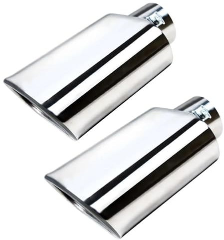 ZSHYTWE Auspuffblenden Verchromte Rechteckige Auspuffspitze 1/2 Stück Quadratische Auspuffspitze 2,36 Zoll Einlass 2,36 Zoll X 5,5 Zoll Auslass 9 Zoll Lang Auto Zubehör(Silver-2Pcs)