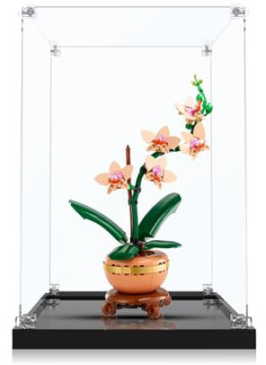 ICUANUTY Acryl Vitrine für Lego Botanicals Mini-Orchidee 10343/10344/10368/10369, Staubgeschützte Aufbewahrung und Organisation Vitrine für Lego Vitrine, 20x20x38 cm (Nur Display Case)