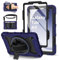 ROSROME Case for Samsung Galaxy Tab A9 8.7-Inch 2023 with HD Screen Protector, 360°Rotating Stand, Heavy Duty Shockproof Protective Tablet Case Kids Cover with Shoulder Strap/Pencil Holder, Navy Blue