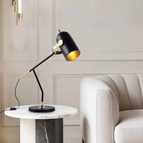 Desk Lamp Black,Industrial Bedside Table Lamp for Bedroom Living Room,Vintage Lamps Home Office Decor,Modern Desk Light for Nightstand,Study,Reading,Desk Lamps for Architect,Metal Shade 360°Adjustable