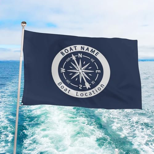 Bandiera personalizzata a doppia faccia per esterni, bandiera nautica personalizzata con nome e posizione della barca, regalo per capitano e decorazione nautica, 4 misure