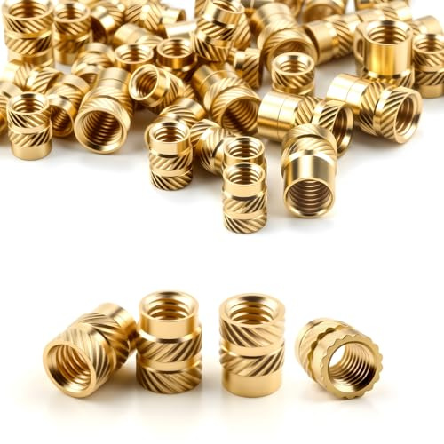 30 tuercas de rosca M6 × 10 × 8 mm, de latón, insertos roscados para piezas de plástico, por calor o ultrasonido en piezas de impresora 3D