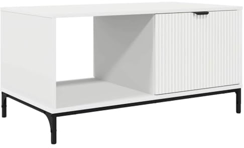 vidaXL Couchtisch Weiß 90 x 49 x 46 cm Holzwerkstoff, Stylischer rechteckiger Couchtisch, modernes Design, hochwertiges Holz, praktische Ablage, funktionale Wohnfläche